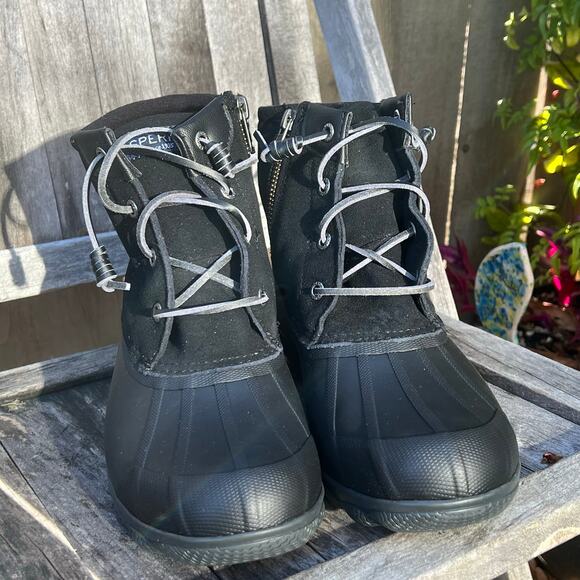 SPERRY Syren Gulf Duck Boot Black Womens Size 7 NEW Rain Waterproof - Picture 2 of 9